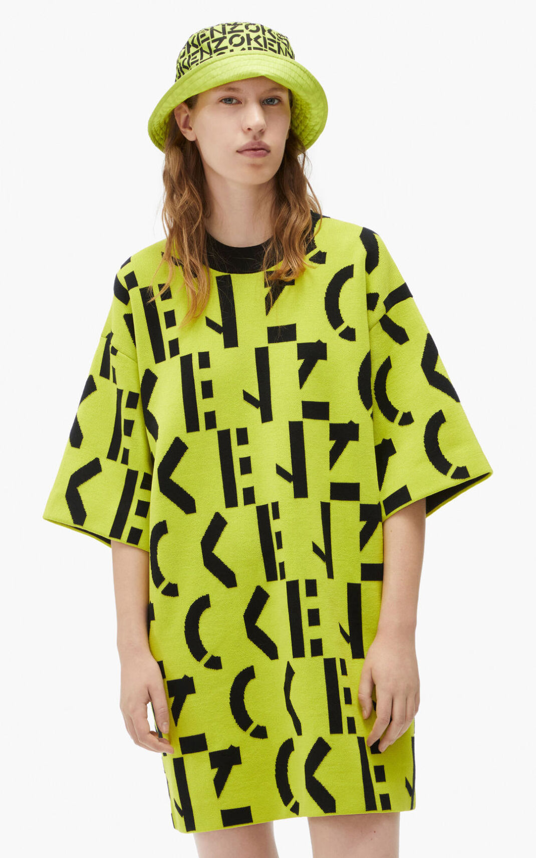 Kenzo Sport oversize monogram T shirt ワンピース レディース ライト緑 - GTFOAR073